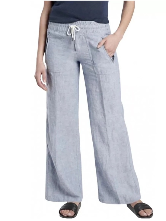 Athleta Pants - Athleta Cabo Linen Wide Leg 12 chambray pockets drawstring pants